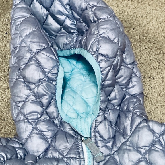 SNOZU | Girl’s Winter Coat | Size L 14-16 | Silver and Teal | Hooded | Quilted - Picture 6 of 7